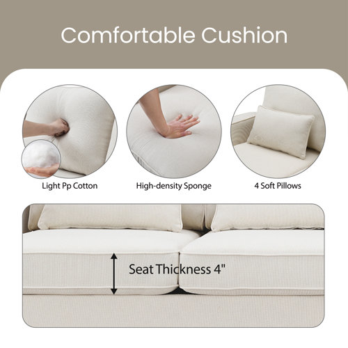 Latitude Run® Chelston 114.2" Linen Fabric Sofa With Storageable Coffee